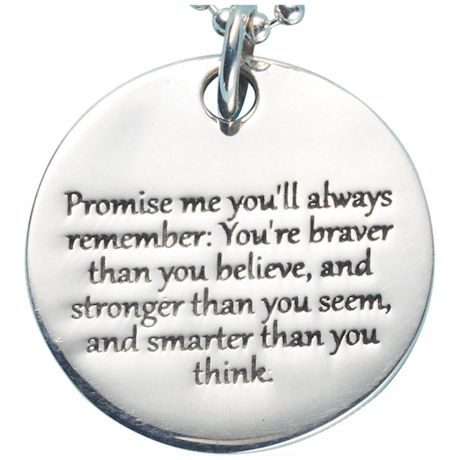 Product image for Promise Me Christopher Robin Quote Pendant - Sterling Silver Engraved Necklace