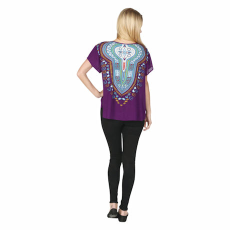 Product image for Globetrotter Dashiki Print Tunic Style T-Shirt