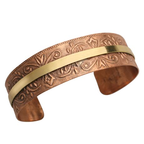 Product image for Chic Copper-Washed Cuff Bracelet - Brass Stripe