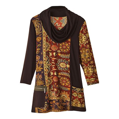Product image for Auburn & Gold Blends Floral Print Cowl Neck Tunic