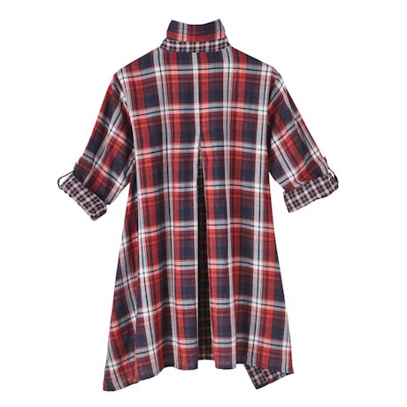 Product image for 2-Sided Button Down Plaid Big Shirt-Long Sleeve