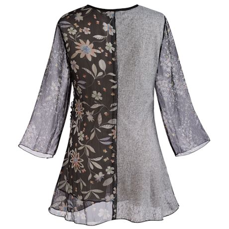 Product image for Patchwork Playground Lace & Floral Tunic-3/4 Bell Sleeve