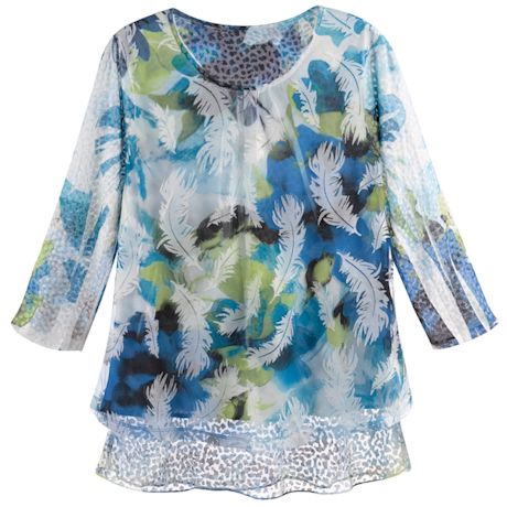 Blue Neon Feathers Top