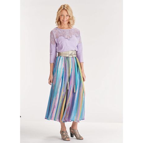Product image for Dusty Stripe Georgette Skirt