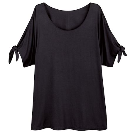Product image for Cold-Shoulder Tie-Sleeve Knit Tunic