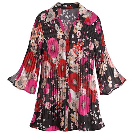 Product image for Pink Poseys Accordion Button-Front Tunic