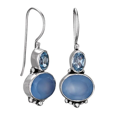 Product image for Blue Topaz And Chalcedony Earrings
