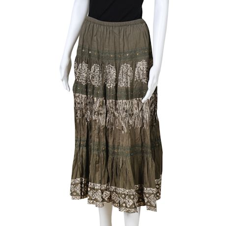 Product image for Women's Tiered Peasant Skirt - Olive Green Broomstick Maxi