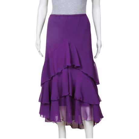 Product image for Women's Ruffled Purple Skirt - Asymmetrical Tiered Broom Style
