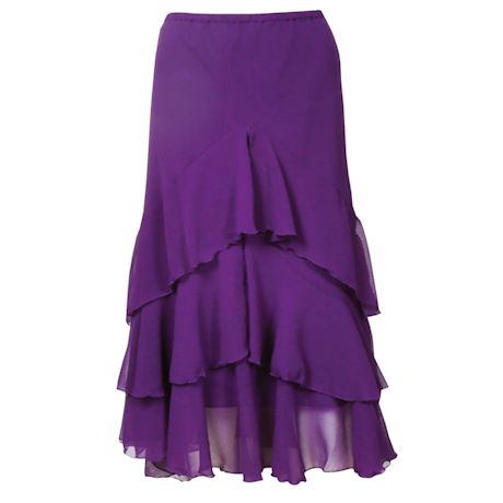 Product image for Women's Ruffled Purple Skirt - Asymmetrical Tiered Broom Style