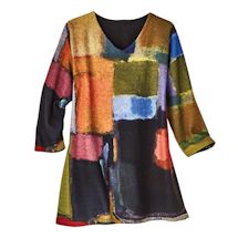Alternate image for Watercolor Blocks Brushed Pullover Tunic - 3/4 Sleeves