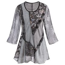 Alternate image for Patchwork Playground Lace & Floral Tunic-3/4 Bell Sleeve