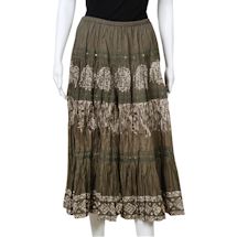 Alternate image for Women's Tiered Peasant Skirt - Olive Green Broomstick Maxi
